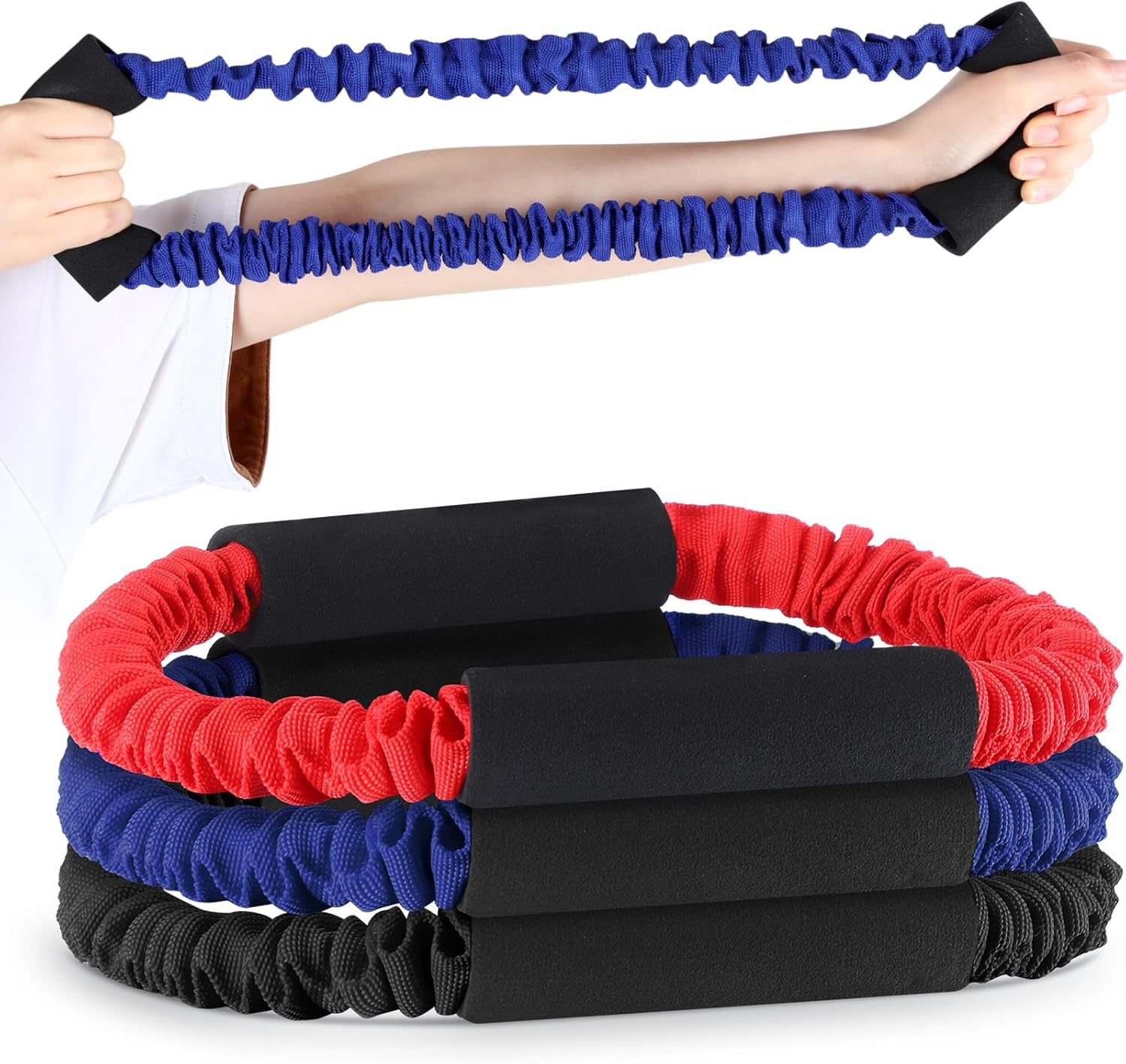 3-Piece Archery Bow Strength Trainer Set – 30/40/50 lbs Arm Strength Exercise Rubber Stretch Bands for Bow Practice & Shooting Accessories