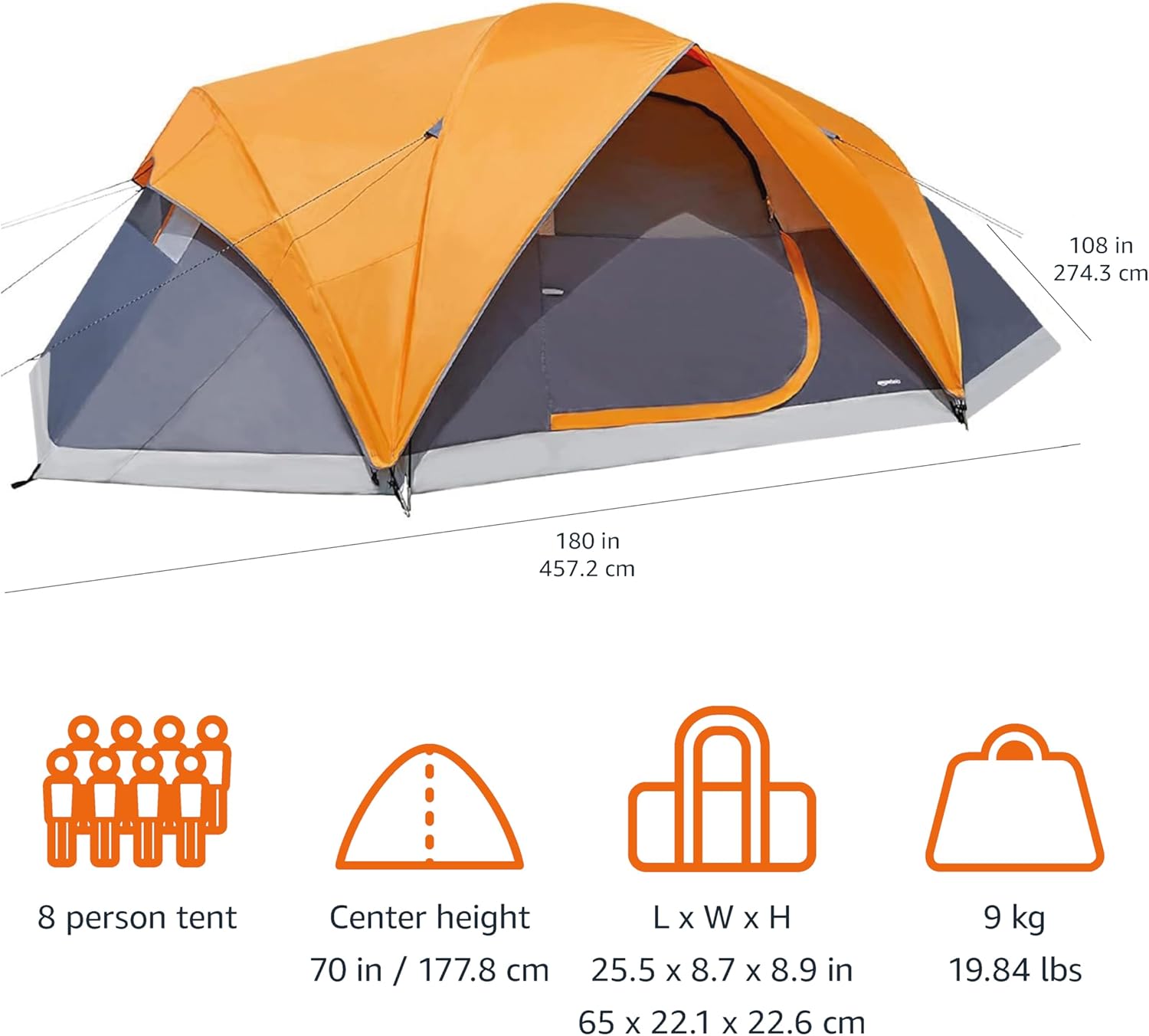 8 Person Camping Tent – Large Family Dome Tent with Rainfly | 3 Season, Waterproof, Easy Setup
