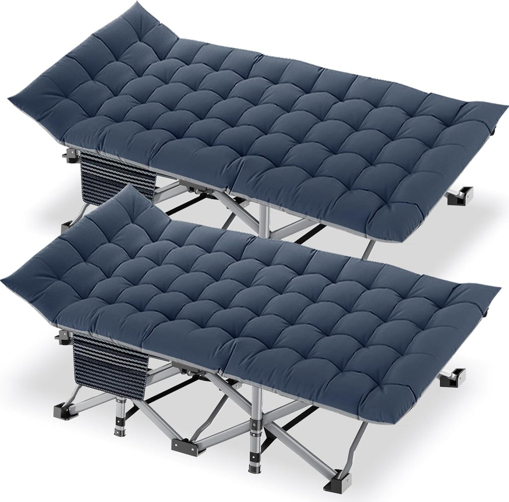 Folding Camping Cot with Mattress – 2 Pack, Heavy Duty Steel Frame, Portable Camp Bed for Adults