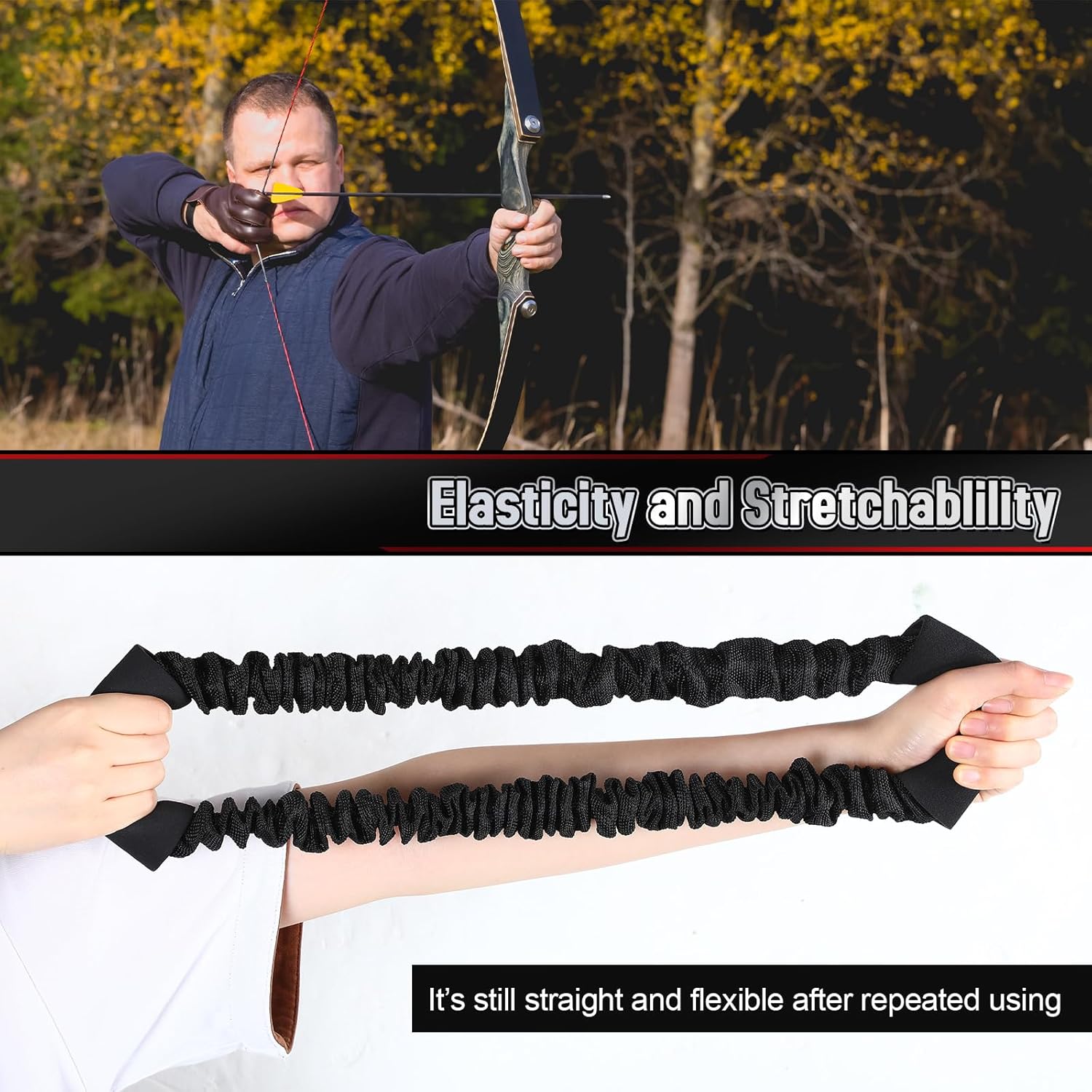3-Piece Archery Bow Strength Trainer Set – 30/40/50 lbs Arm Strength Exercise Rubber Stretch Bands for Bow Practice & Shooting Accessories