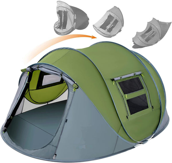 4 Person Pop Up Tent – Instant Setup, Waterproof, 2 Doors | Family Camping Tent