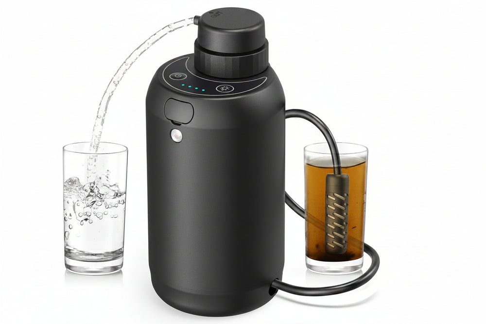 Electric Portable Water Purifier – 0.01 Micron 6-Stage Filtration, 700ml/min, Emergency LED Light, 350g