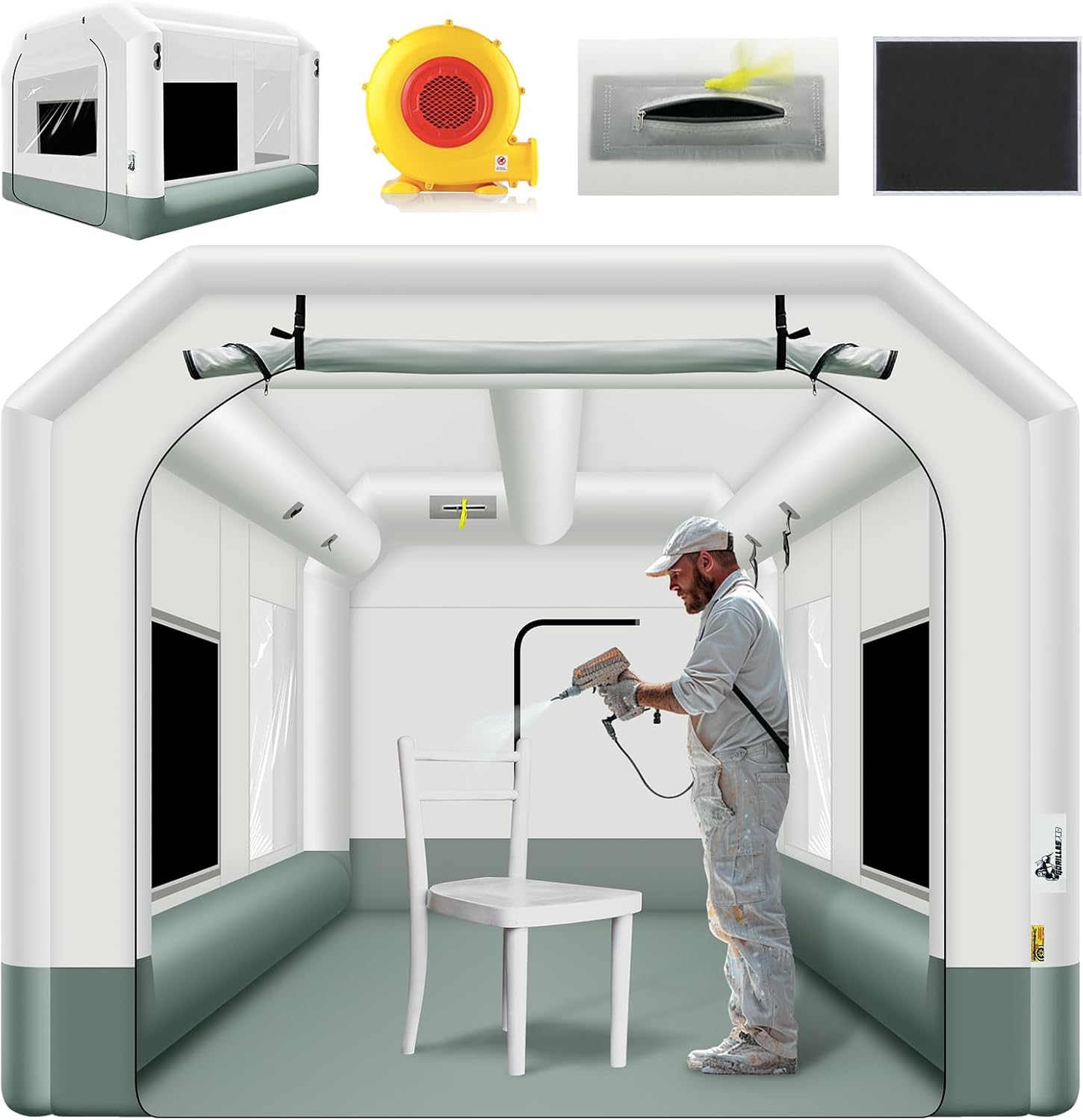 13x10x8FT Inflatable Paint Booth Tent with 550W Blower & Air Filtration System – Portable Spray Booth for Car, Truck, Motorcycle, and Furniture Painting