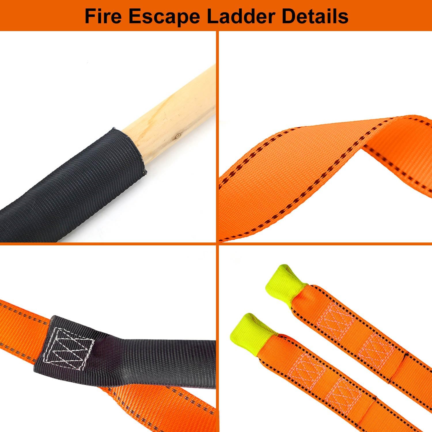 32.8-Foot Emergency Fire Escape Ladder – Reusable Safety Rope Ladder for 3-5 Story Homes, Balcony, and Window Use