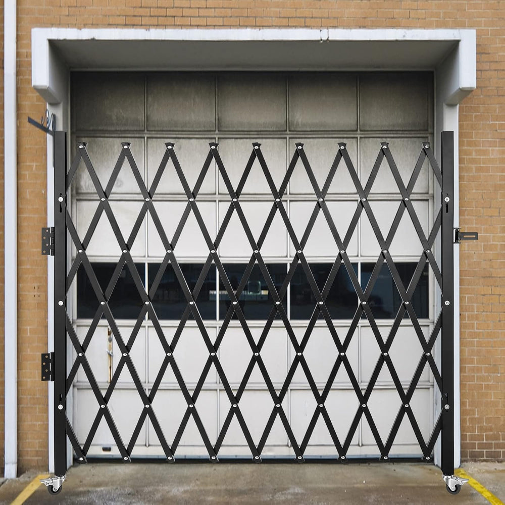 Folding Security Gate 7x7 ft – 14-Gauge Steel Accordion Scissor Gate, 360° Casters, Padlock Included | Storefront & Warehouse