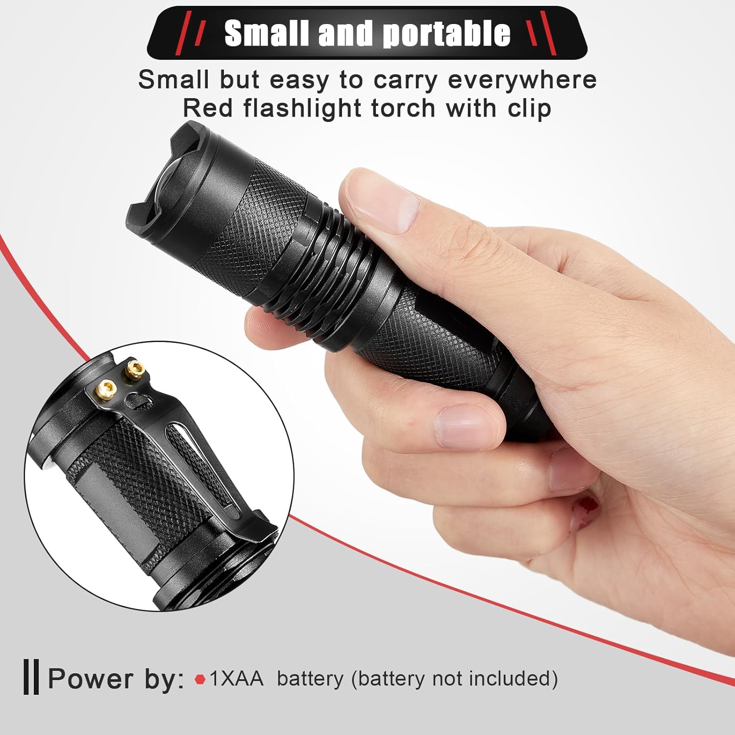 Red Light Flashlight 4 Pack – Zoomable LED, Single Mode, Night Vision Safe | Astronomy, Hunting & Survival