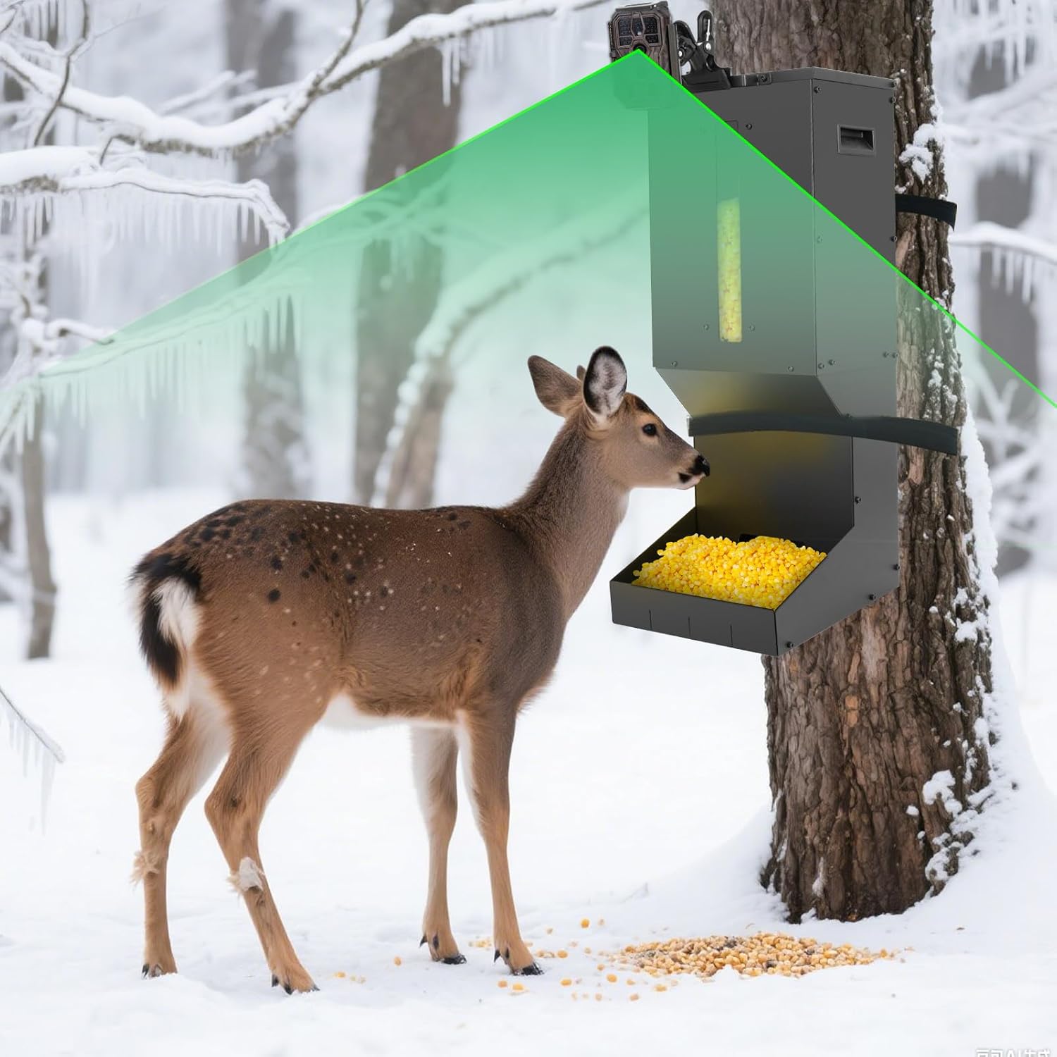 Automatic Metal Deer Feeder – 60 lb / 11-Gallon Gravity Wildlife Feeder for Corn & Protein | Hanging or Wall-Mount Feeder for Hunting Land, Farm & Field