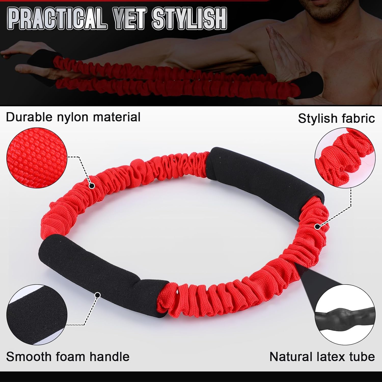 3-Piece Archery Bow Strength Trainer Set – 30/40/50 lbs Arm Strength Exercise Rubber Stretch Bands for Bow Practice & Shooting Accessories
