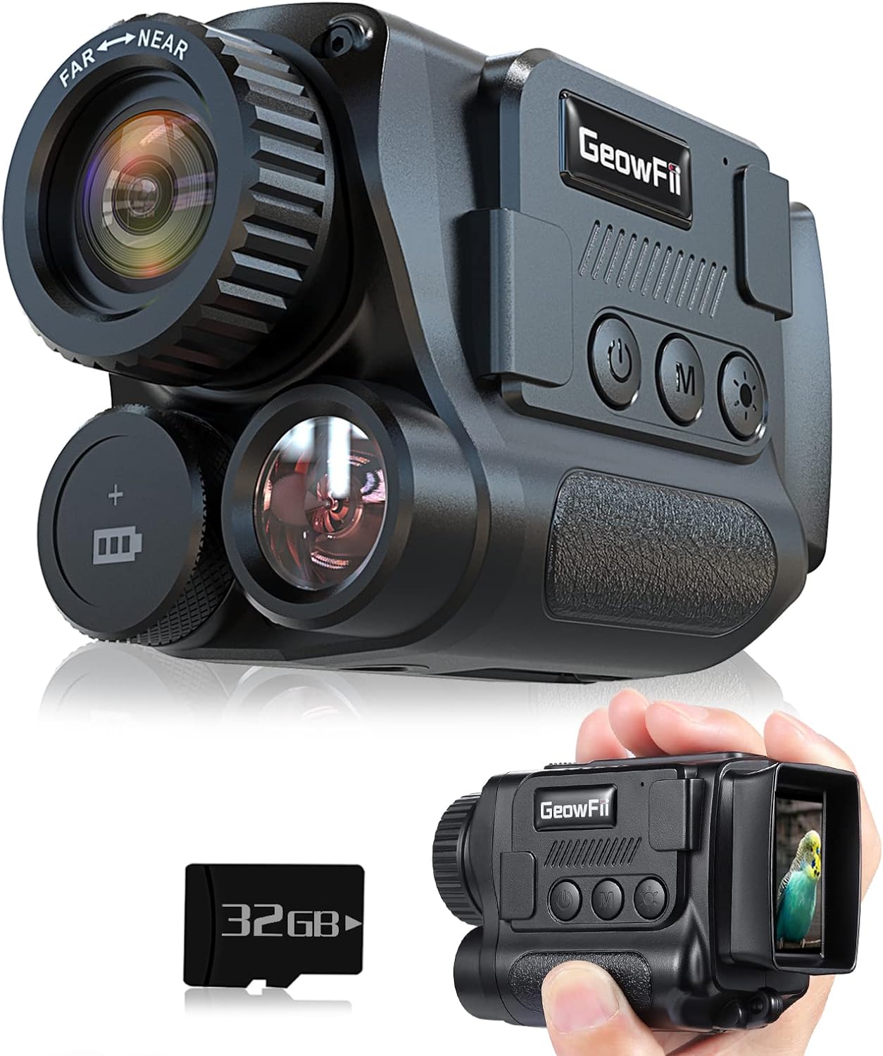 4K Night Vision Monocular with Infrared, 8X Zoom, 984ft Range, Rechargeable 2000mAh Battery, 4K Video & 40MP Photos, Audio Recording, for Hunting, Camping, Surveillance – Includes 32GB Memory Card