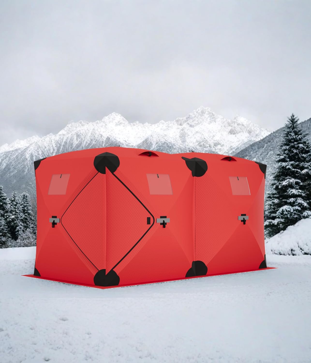 Insulated Pop-Up Ice Fishing Tent Shelter – Portable Hub-Style Ice Shanty, Windproof & Thermal Warm Design | Multi-Size Ice Shelter for 1–8 Person Ice Fishing