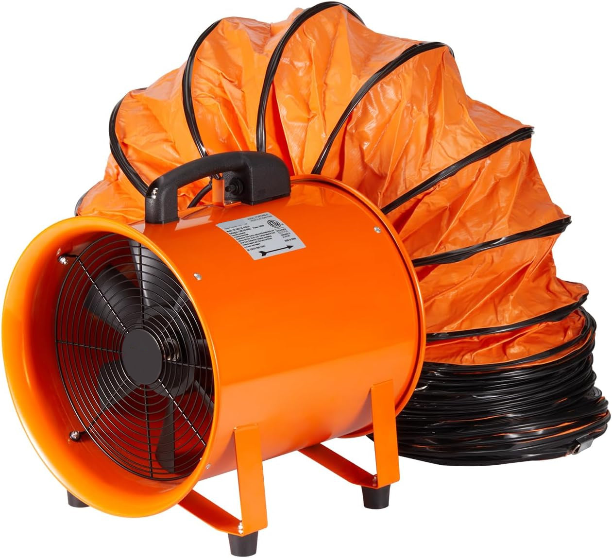 12-Inch Air Mover Blower Fan – 3198 CFM Industrial Portable Ventilation Exhaust Fan with 16.4 ft Flexible Duct | 585W High-Power Utility Ventilator