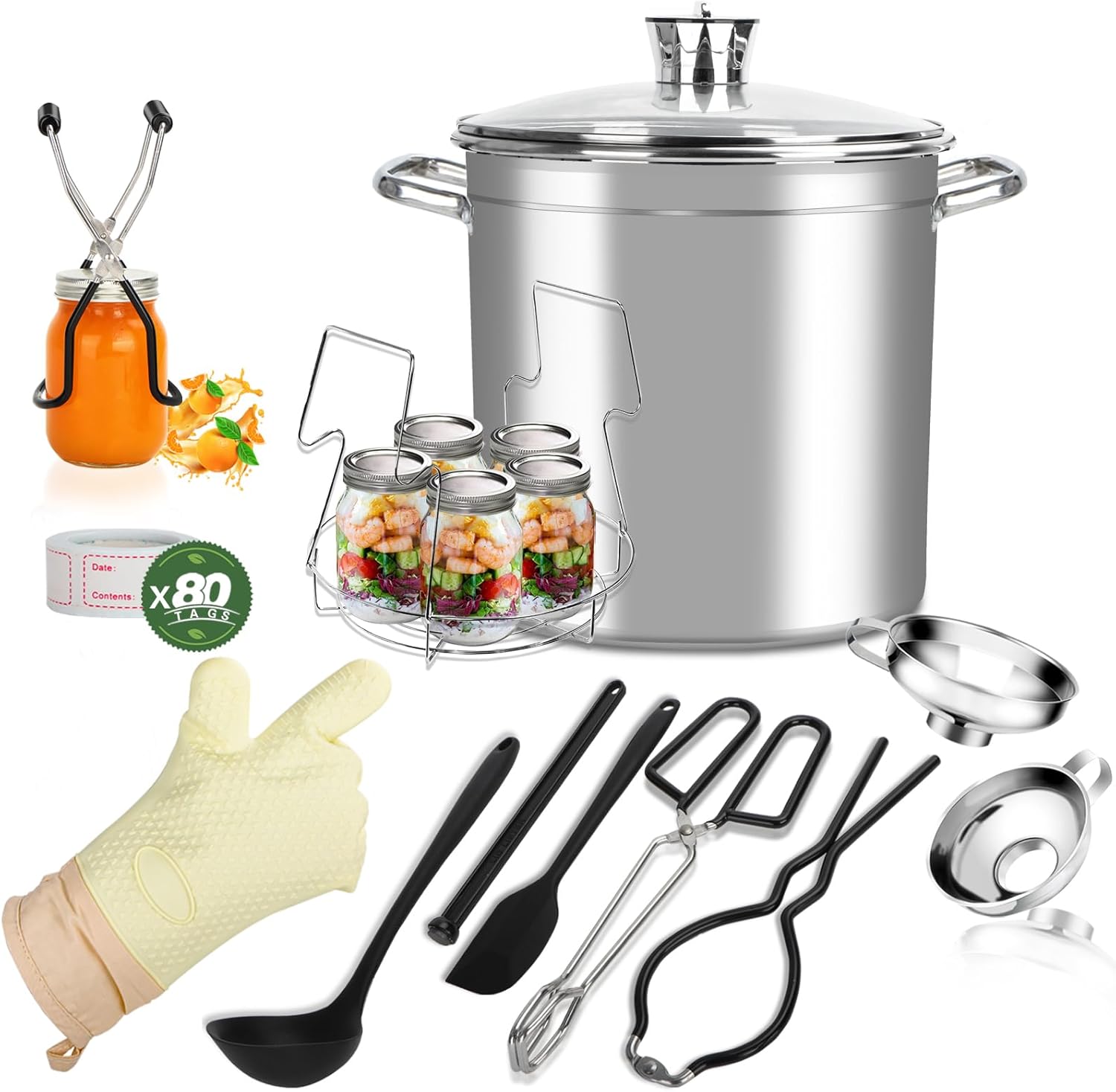 Canning Supplies Starter Kit – Stainless Steel Canning Pot with Rack & Lid, Home Canning Tool Set for Beginners, Complete Canning Essentials