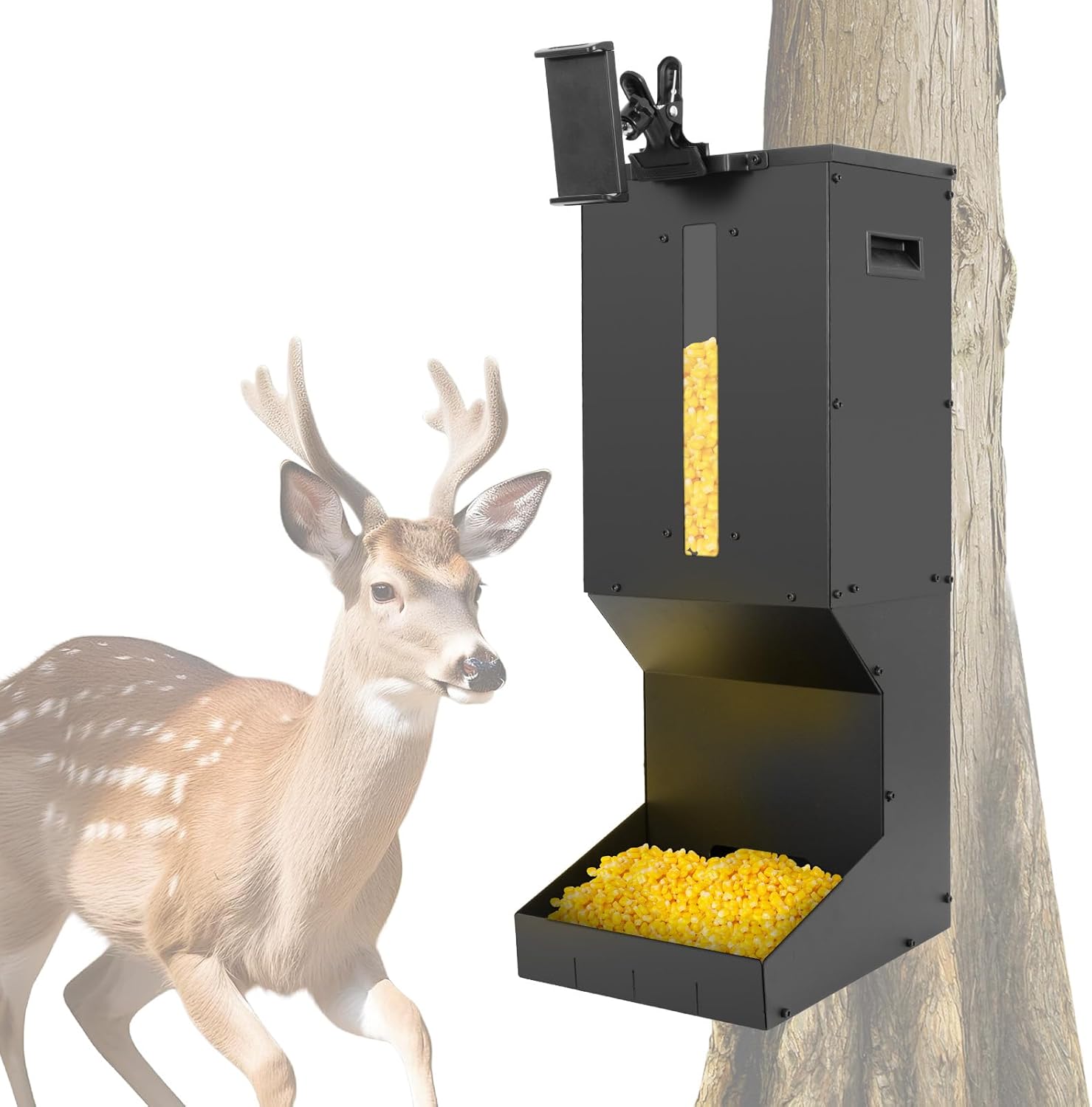 Automatic Metal Deer Feeder – 60 lb / 11-Gallon Gravity Wildlife Feeder for Corn & Protein | Hanging or Wall-Mount Feeder for Hunting Land, Farm & Field