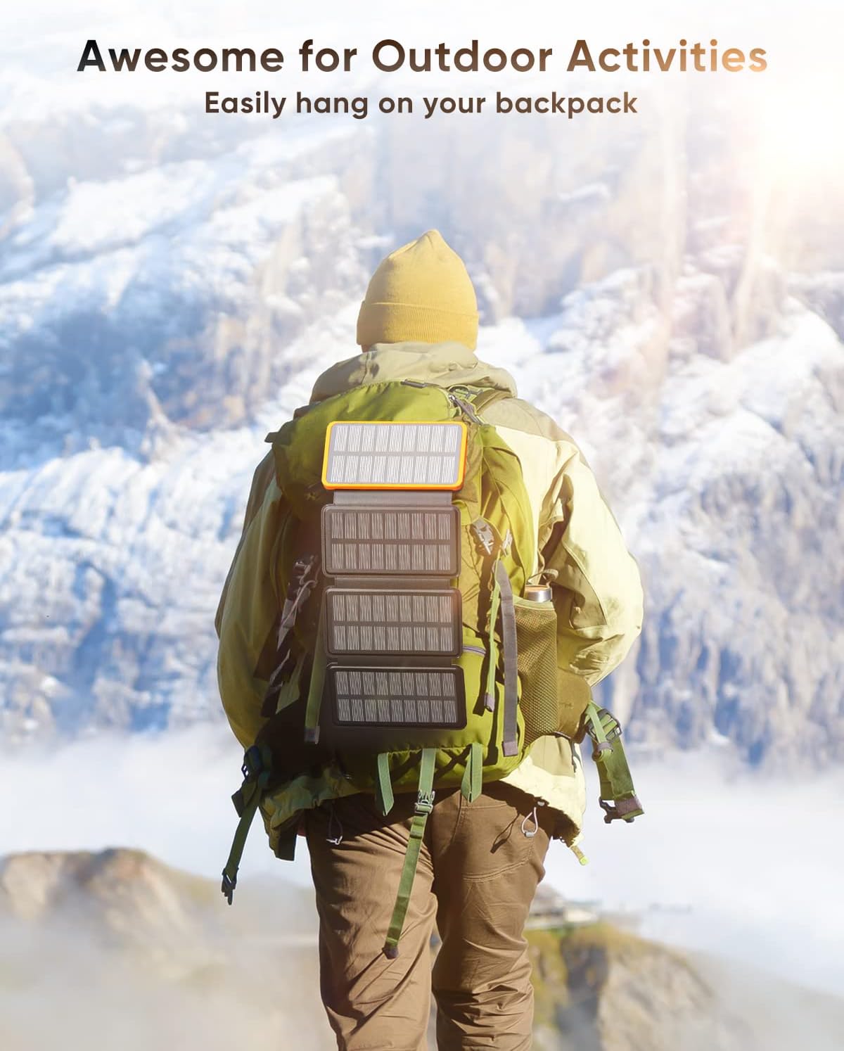 25000mAh Solar Charger – Outdoor USB-C Power Bank with 4 Solar Panels, 3A Fast Charging, and 3 USB Outputs for Smartphones, Tablets & More