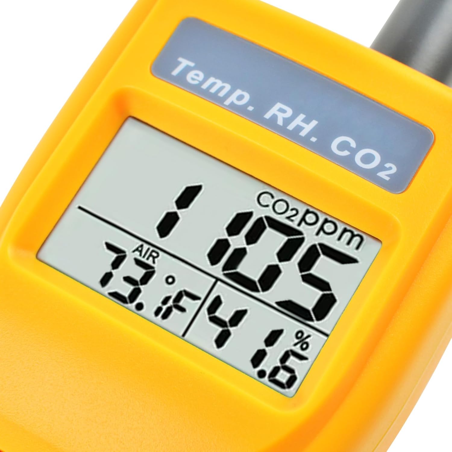 Handheld CO2 Meter – 0–9999ppm NDIR Sensor, Adjustable Alarm, Temp/Humidity/Dew Point Display