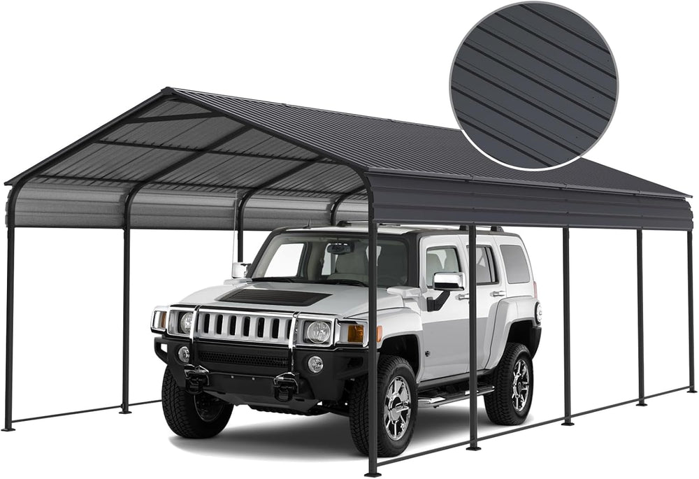 Metal Carport 12x20 ft – 100 MPH Wind Rated, 35 PSF Snow Load, Galvanized Steel, 10 Anchors | Car, Truck & Boat Shelter