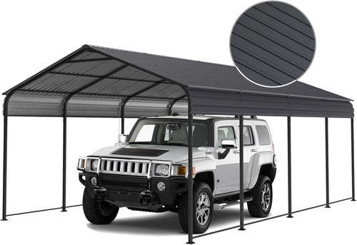 Metal Carport 12x20 ft – 100 MPH Wind Rated, 35 PSF Snow Load, Galvanized Steel, 10 Anchors | Car, Truck & Boat Shelter