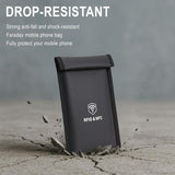 Faraday bag for phone with detachable wrist strap attached for hands-free carry