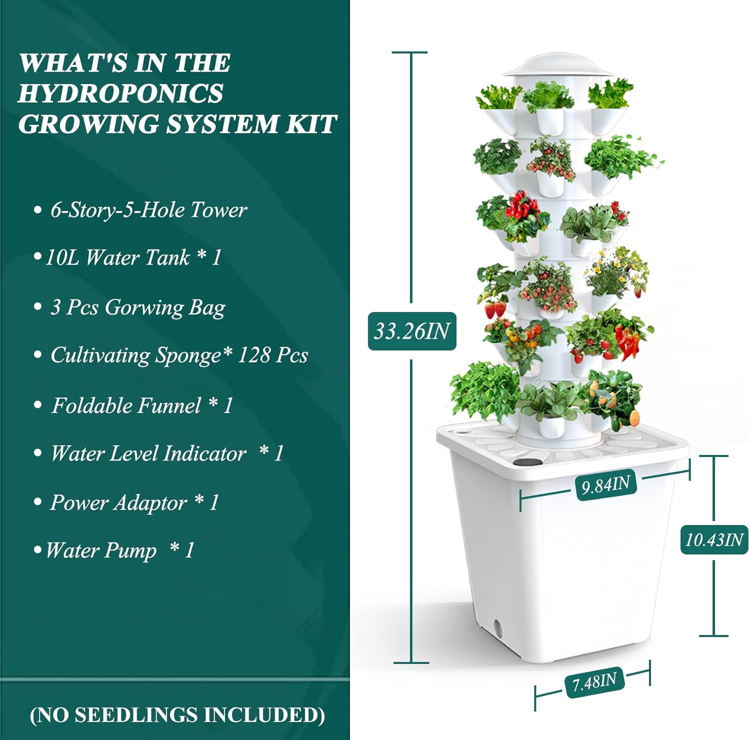 30-Plant Indoor Hydroponic Growing System – Vertical Tower Garden Kit for Home Gardening, Smart Hydroponic Planter for Herbs, Vegetables & Fruits