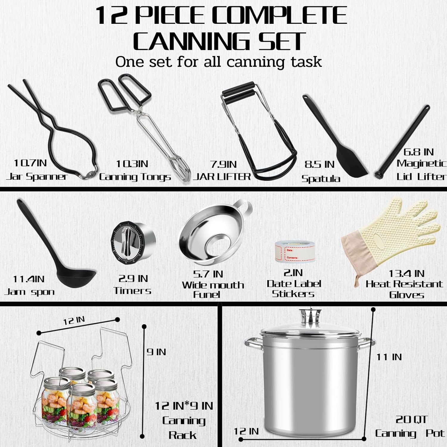 Canning Supplies Starter Kit – Stainless Steel Canning Pot with Rack & Lid, Home Canning Tool Set for Beginners, Complete Canning Essentials