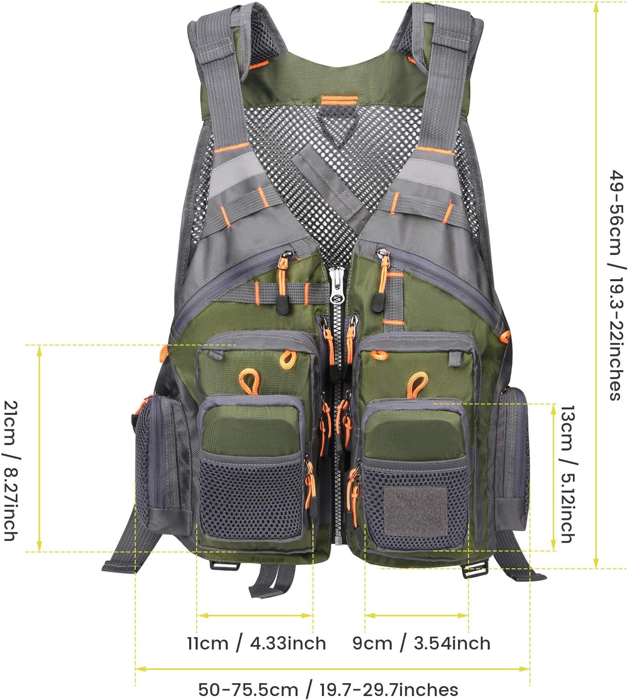 Fly Fishing Vest for Men Women, Comfortable Adjustable Fishing Vest with Multi-Pockets Reflective Stripes