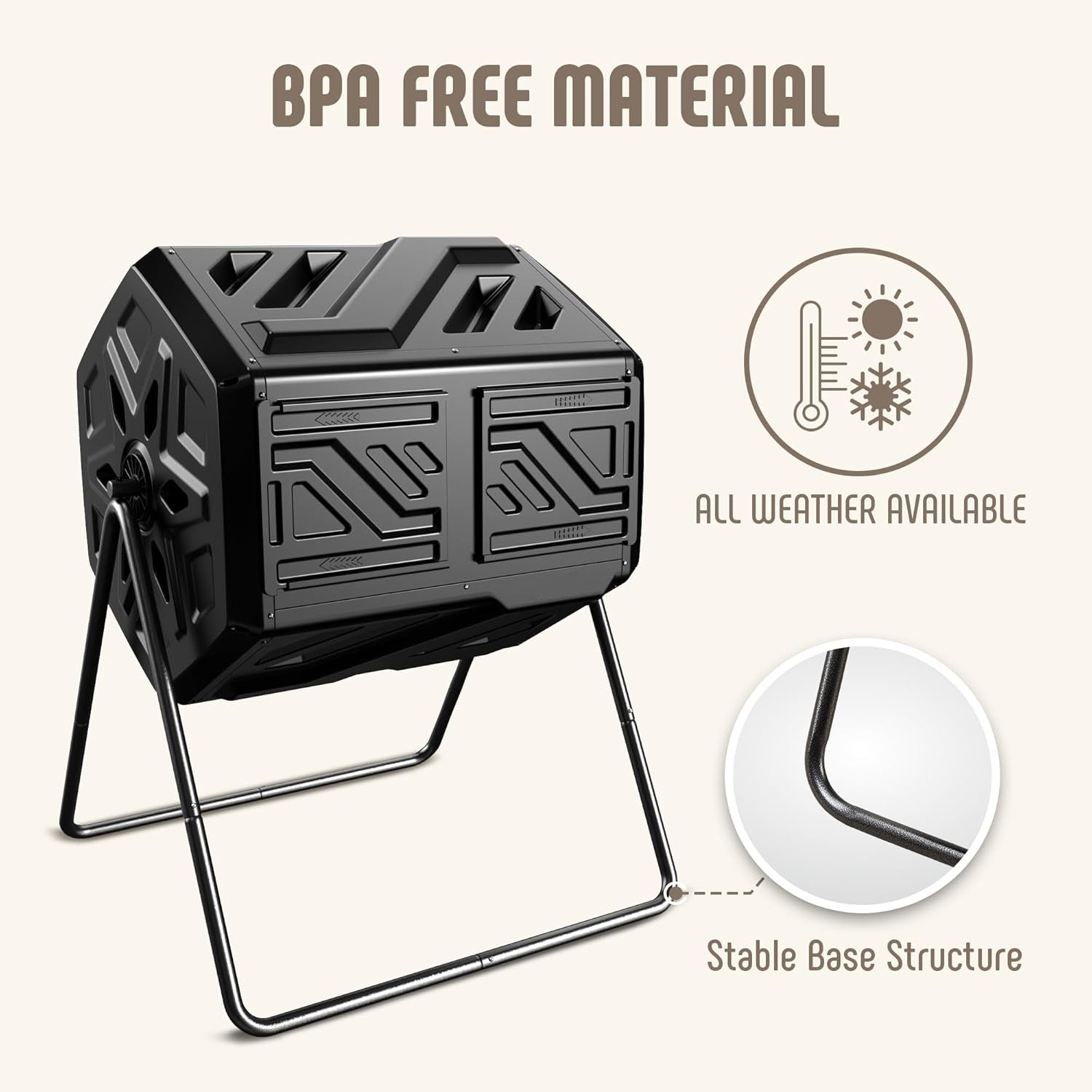 43-Gallon Dual Chamber Outdoor Compost Tumbler – Heavy-Duty Rotating Composter with Fast Assembly, Easy Setup, and Bonus Gloves – Ideal for Patio, Garden, or Yard
