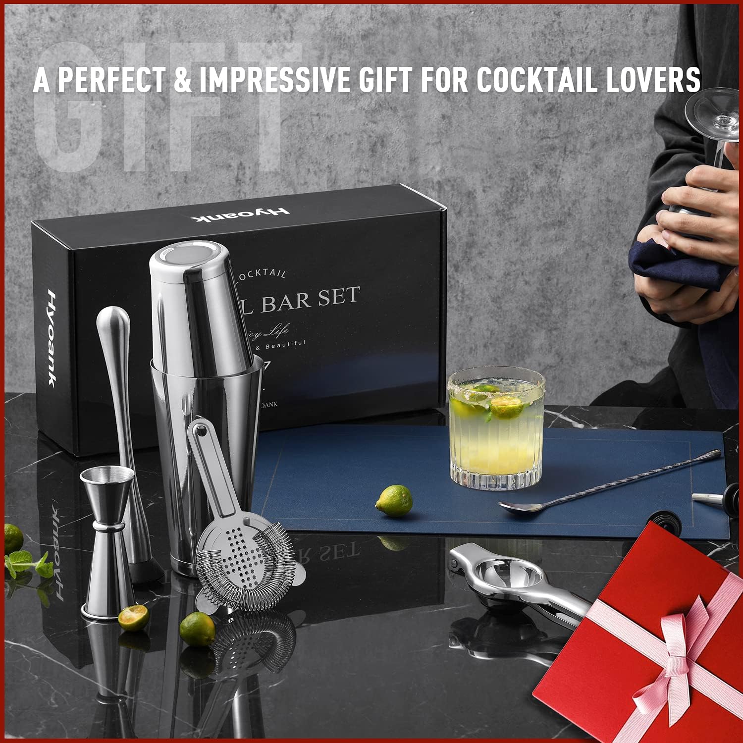 25-Piece Professional Travel Bartender Kit – Complete Cocktail Set with Portable Travel Bag for Home, Parties, Work, and Camping