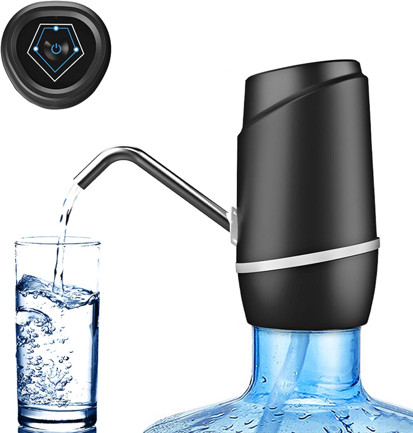 5 Gallon Electric Water Dispenser Pump – USB Rechargeable Portable Drinking Water Bottle Pump for 2-5 Gallon Jugs with Silicone Hose