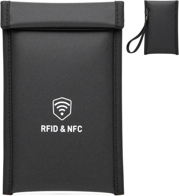 Faraday Bag for Phone – Blocks 5G, Bluetooth, WiFi, GPS & RFID | Fireproof, Waterproof, Detachable Wrist Strap
