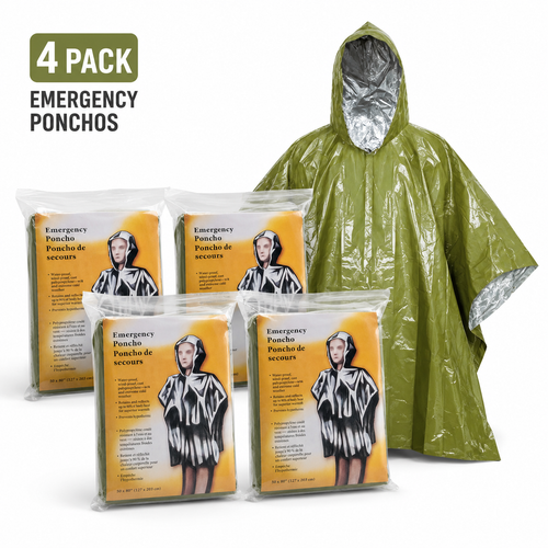 4-Pack Emergency Ponchos – Waterproof Survival Rain Gear