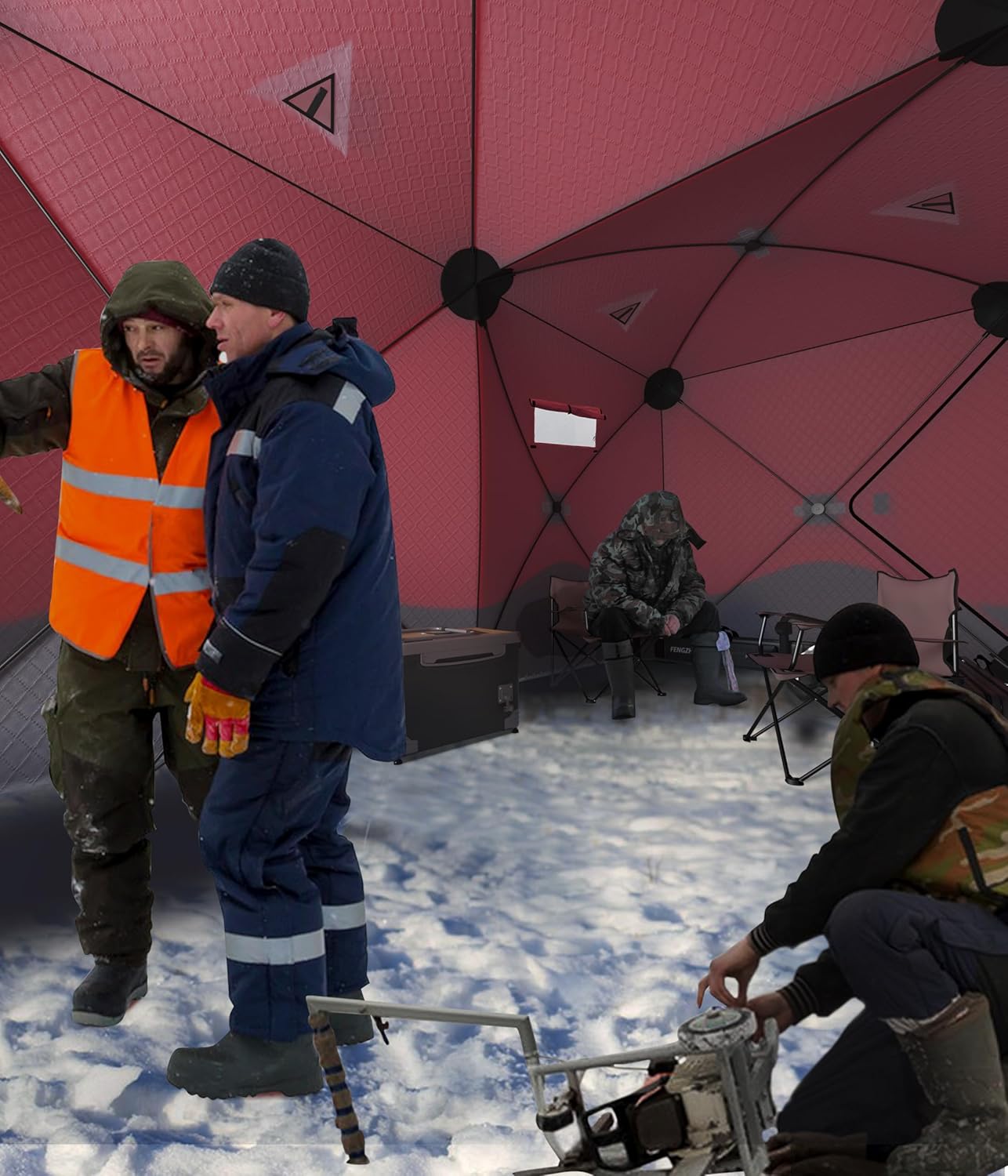 Insulated Pop-Up Ice Fishing Tent Shelter – Portable Hub-Style Ice Shanty, Windproof & Thermal Warm Design | Multi-Size Ice Shelter for 1–8 Person Ice Fishing