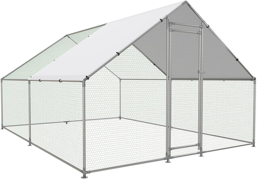 13.1’L x 9.8’W x 6.5’H Large Walk-in Metal Chicken Coop – Outdoor Poultry Cage with Waterproof & UV-Resistant Cover, Secure Enclosure for Chickens, Ducks, Rabbits, and Pets