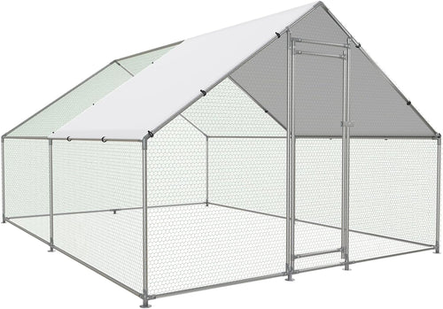 13.1’L x 9.8’W x 6.5’H Large Walk-in Metal Chicken Coop – Outdoor Poultry Cage with Waterproof & UV-Resistant Cover, Secure Enclosure for Chickens, Ducks, Rabbits, and Pets