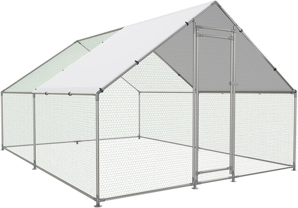 13.1’L x 9.8’W x 6.5’H Large Walk-in Metal Chicken Coop – Outdoor Poultry Cage with Waterproof & UV-Resistant Cover, Secure Enclosure for Chickens, Ducks, Rabbits, and Pets