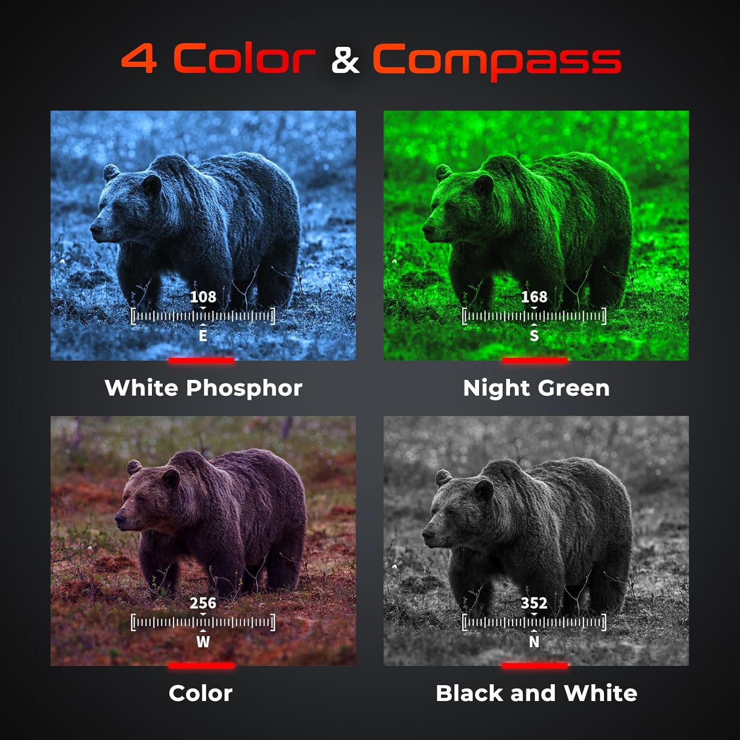 Night Vision Monocular – 2K/60Hz, 940nm Stealth IR, 45° FOV, 4 Color Modes & Helmet Mount