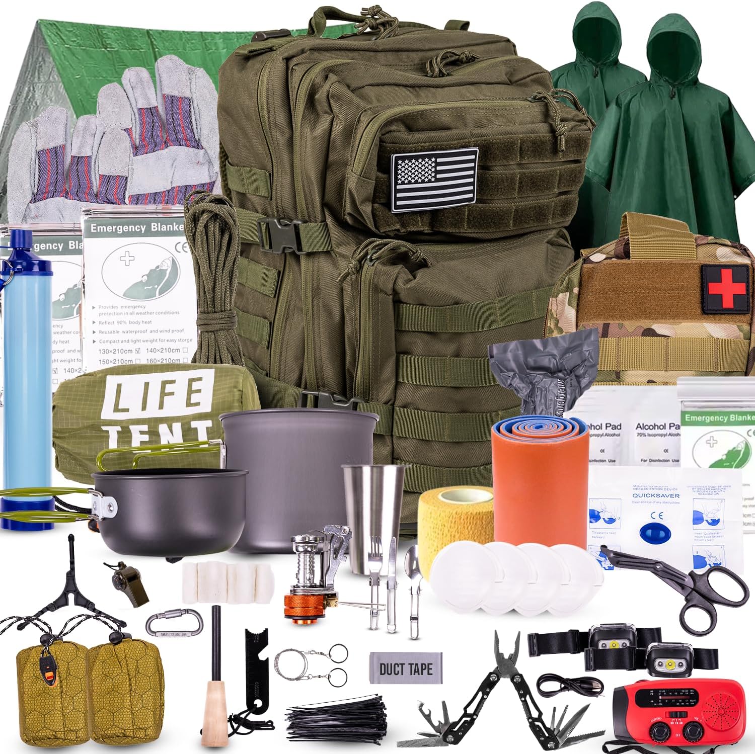 Complete 72 Hour Fully Loaded Bug Out Bag - Emergency Survival Kit - Get Home Bag - Go Bag Emergency Backpack