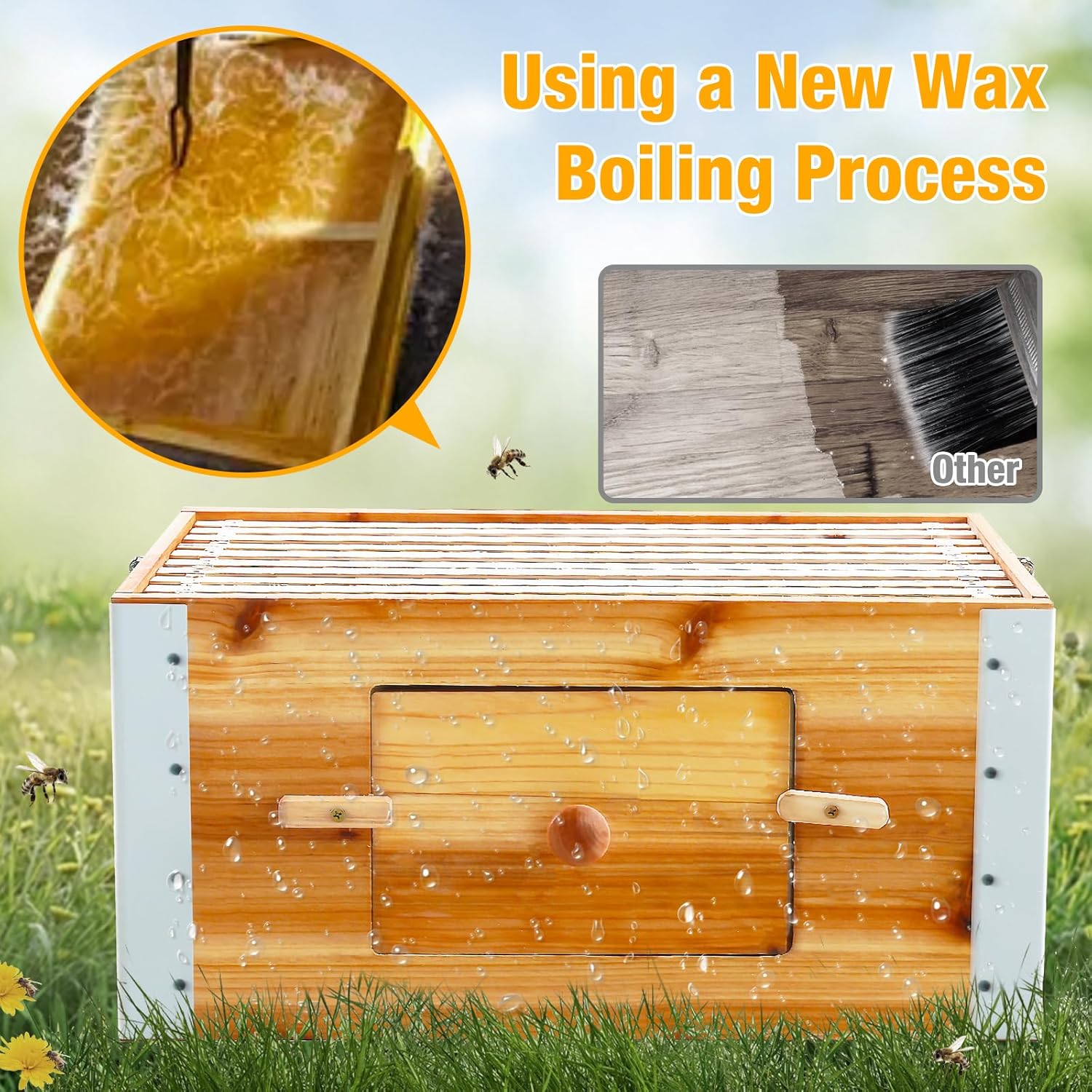 3-Layer Langstroth Beehive Starter Kit – Metal Frame Bee House with 10 Medium & 20 Deep Frames, Foundations & Metal Stand