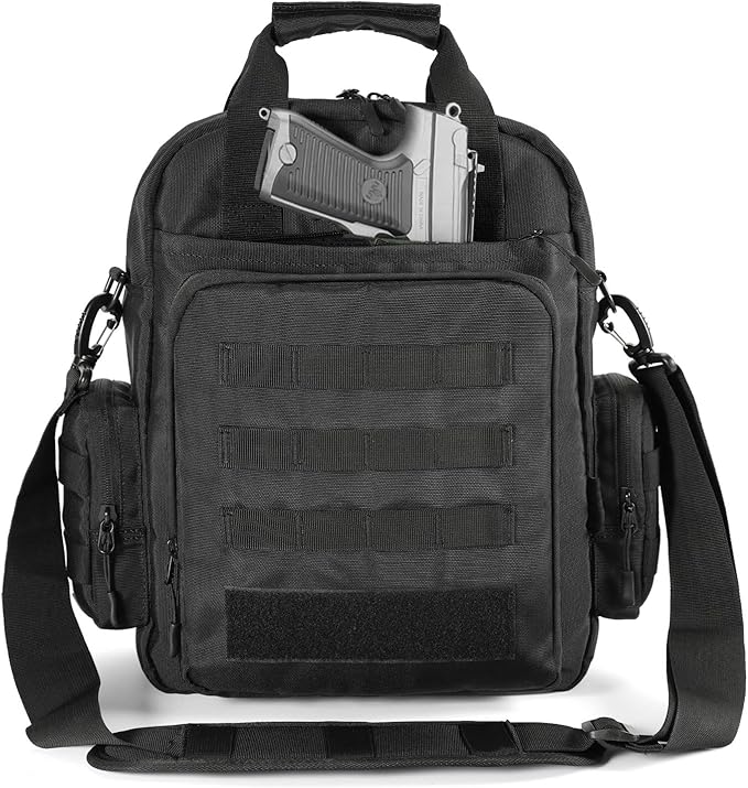 Tactical MOLLE Messenger Bag with Pistol Holster – Military Laptop Briefcase, EDC Shoulder Bag for Travel, Work, Hunting, Trekking, and Camping