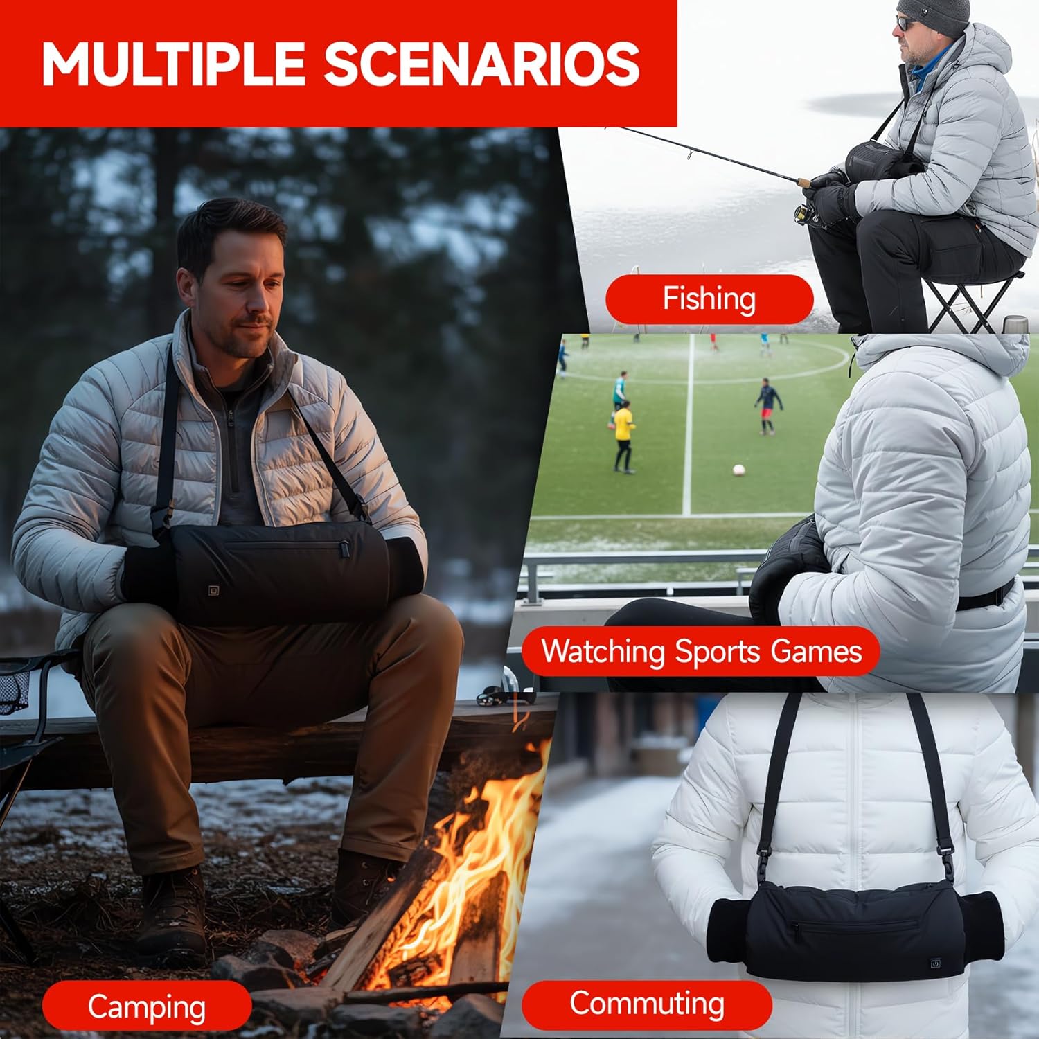 Rechargeable Heated Hand Warmer Pouch with 10000mAh Battery – Electric Heated Hand Muff for Men & Women | Cold Weather Hand Warmer for Football, Golf, Concerts & Outdoor Events