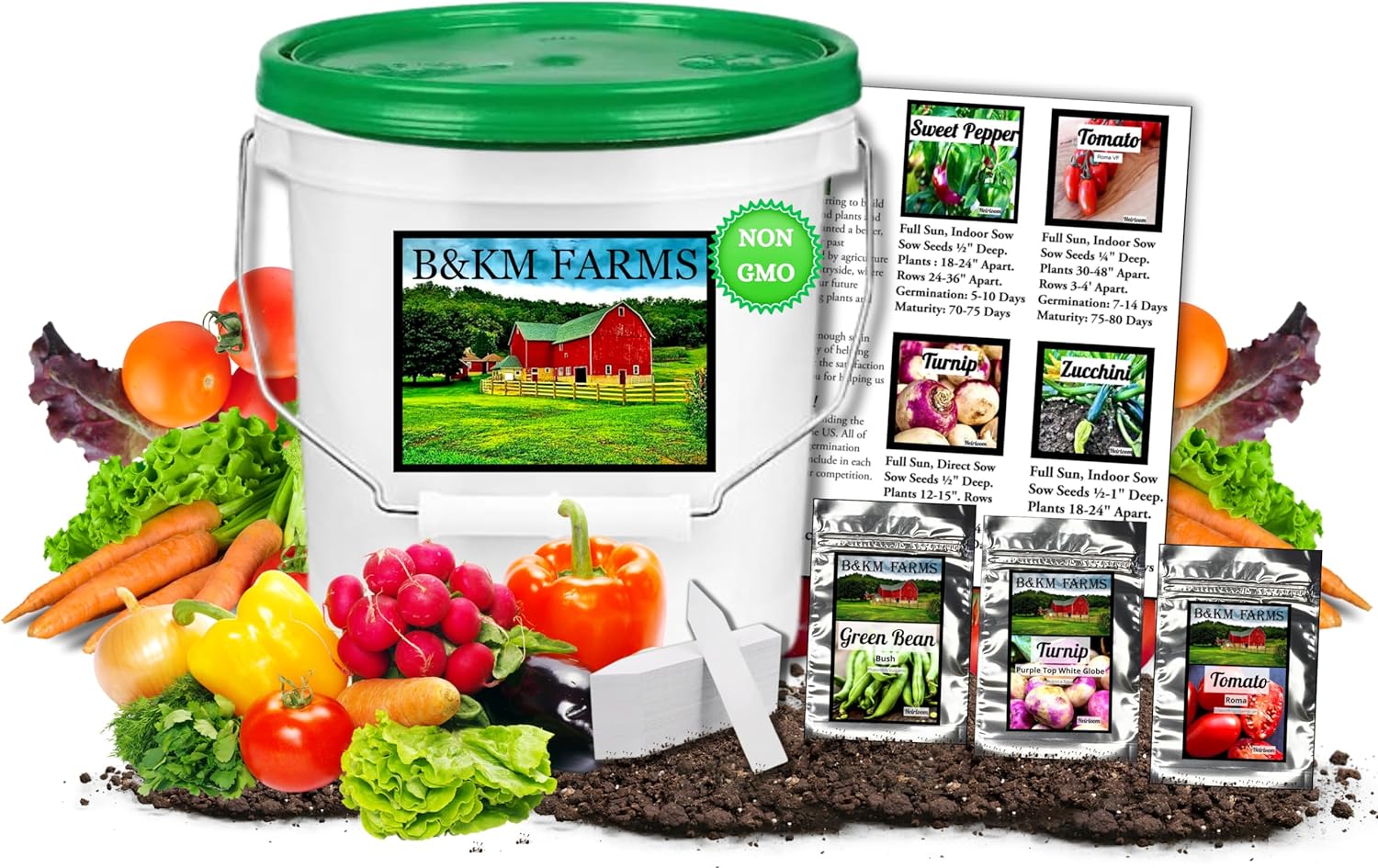 20,000+ Non-GMO Heirloom Survival Seeds – 5+ Year Emergency Food Supply | 30 Fruit & Vegetable Varieties for Long-Term Storage in Weatherproof Bucket