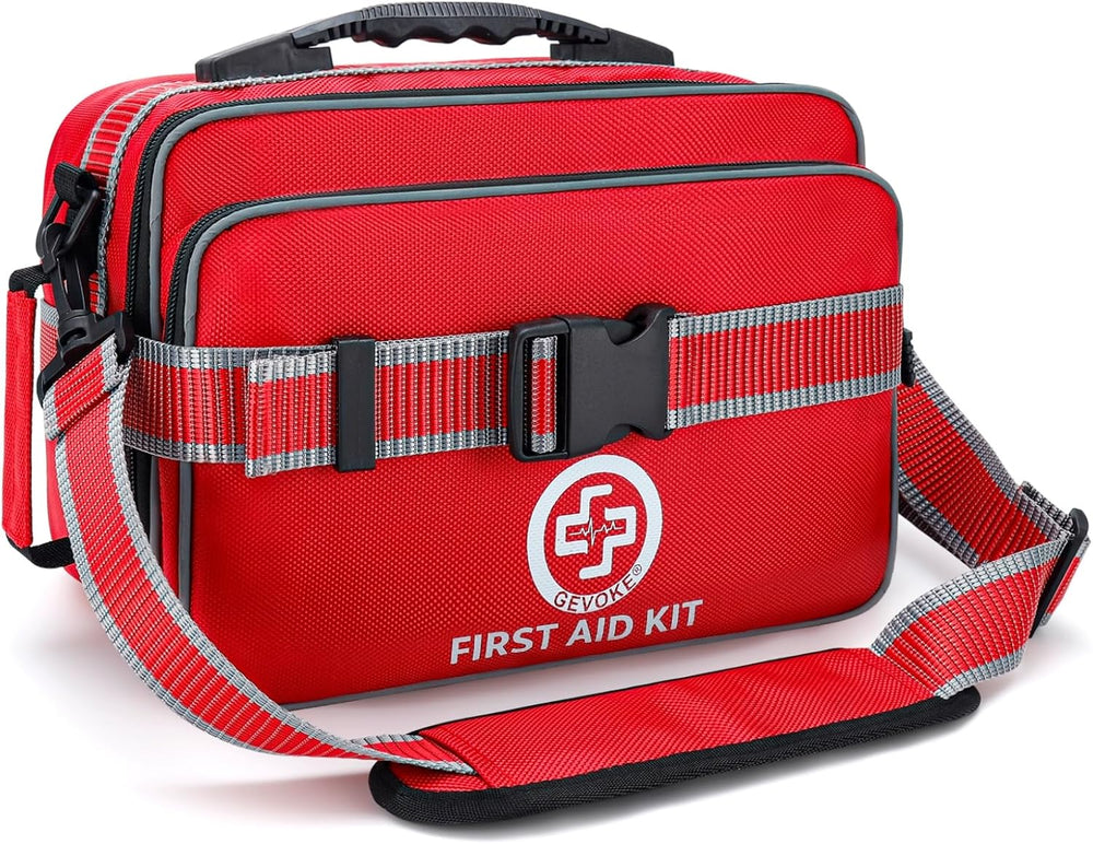 500-Piece Emergency First Aid Kit – Labeled Compartments, 1680D Waterproof, Reflective Strips & Shoulder Strap