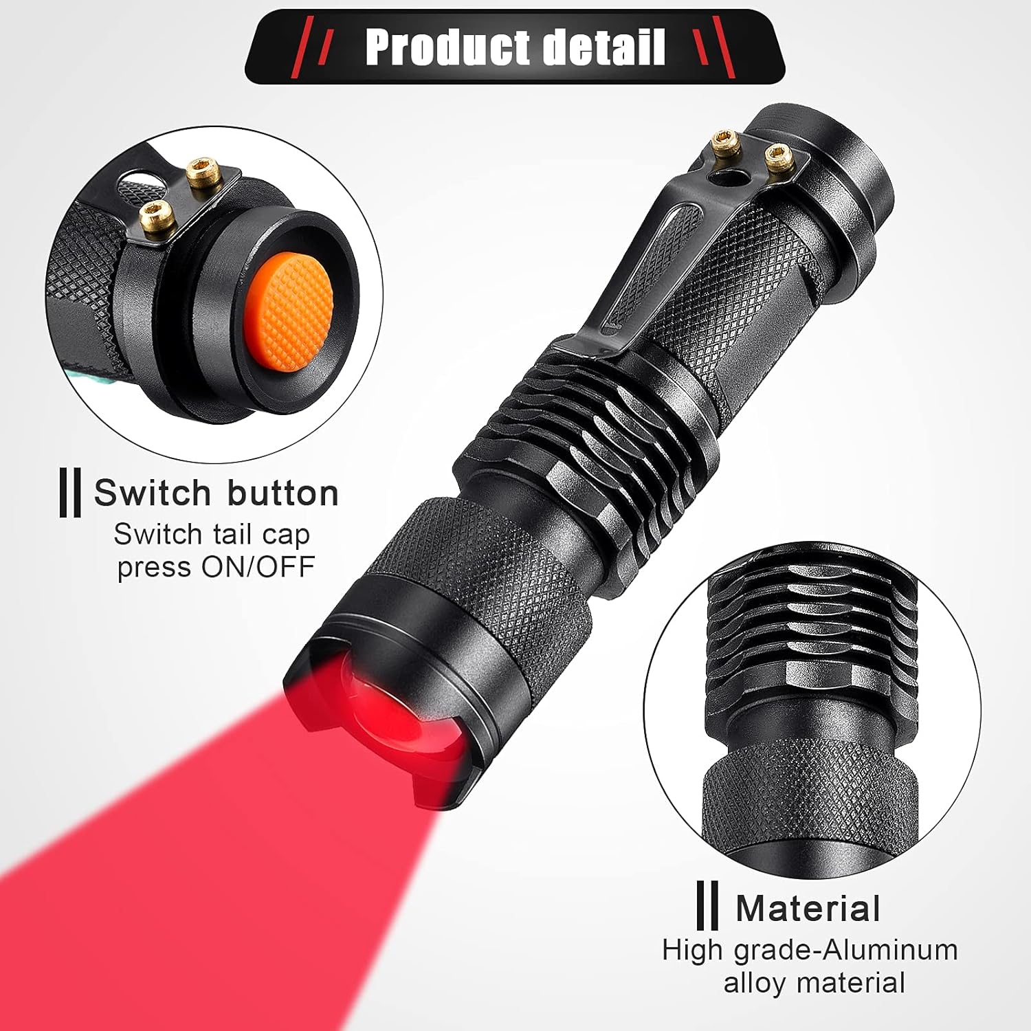 Red Light Flashlight 4 Pack – Zoomable LED, Single Mode, Night Vision Safe | Astronomy, Hunting & Survival