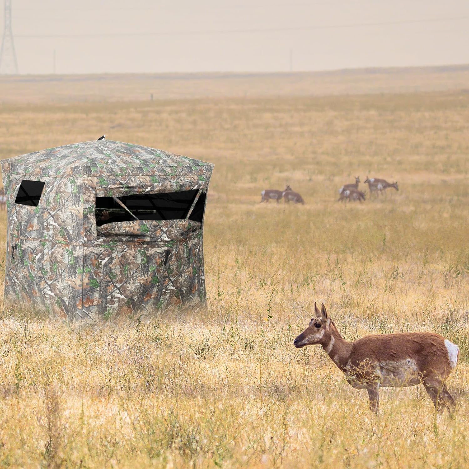 Hunting Blind 270° See Through Ground Blind 2-3 Person Pop Up Deer Blind for Hunting with Carring Bag - Portable Durable Blind for Turkey and Deer Hunting