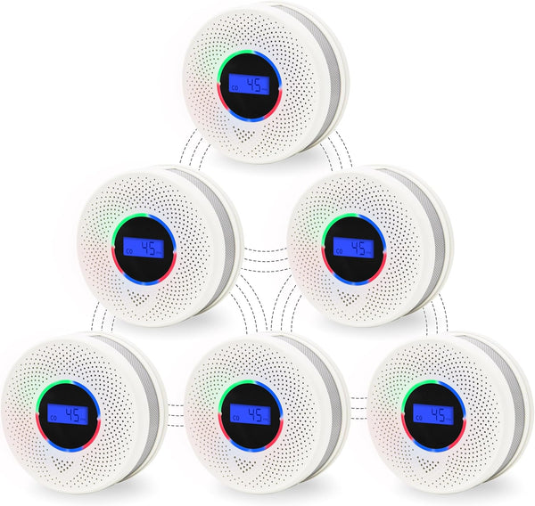 Wireless Interconnected Smoke & CO Detector 6-Pack – 820 ft Mesh, 10-Year Sensors, UL Listed & Batteries Included