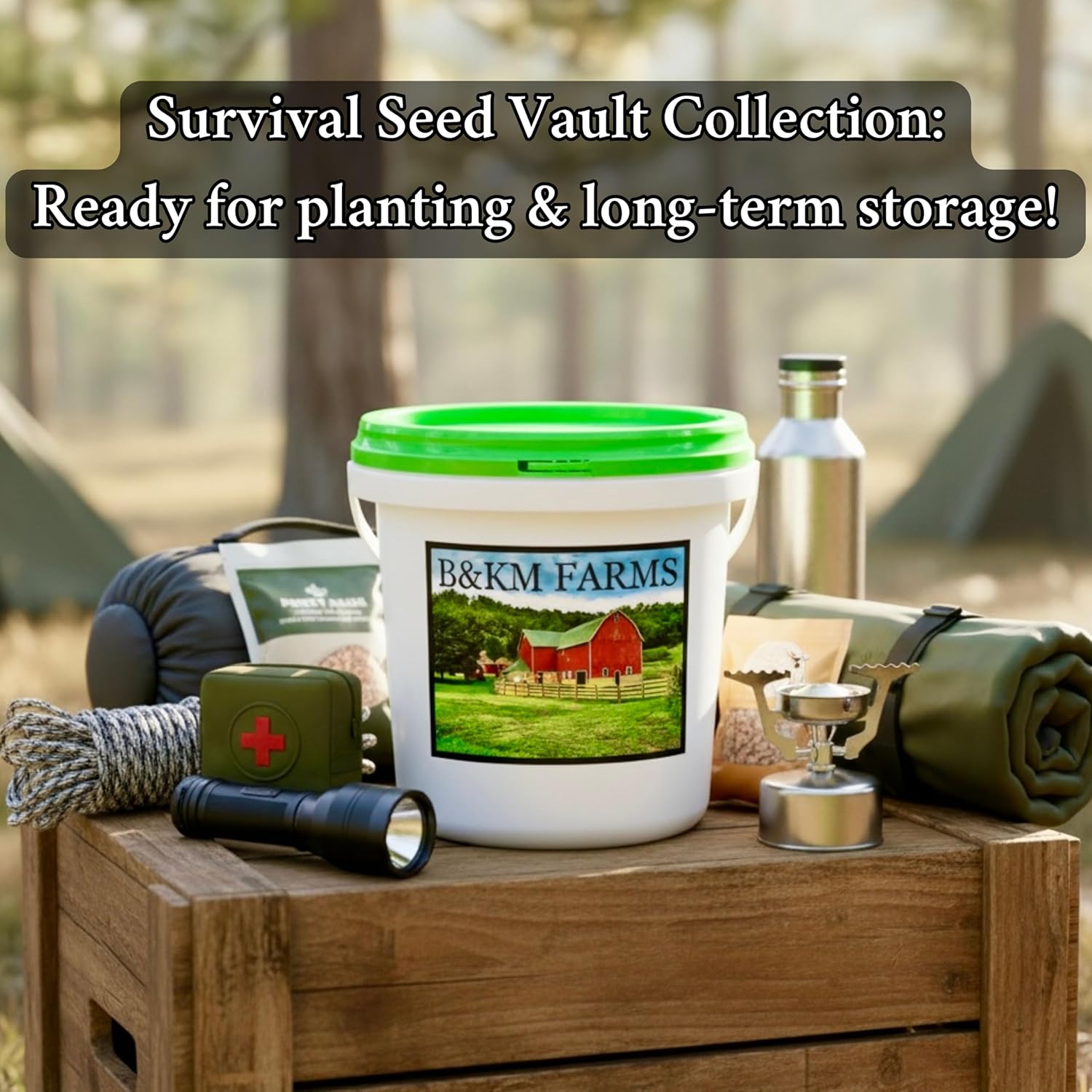 Heirloom Survival Seed Vault – 20,000+ Seeds, 30 Non-GMO Varieties, 5-Year Shelf Life, Weatherproof Bucket