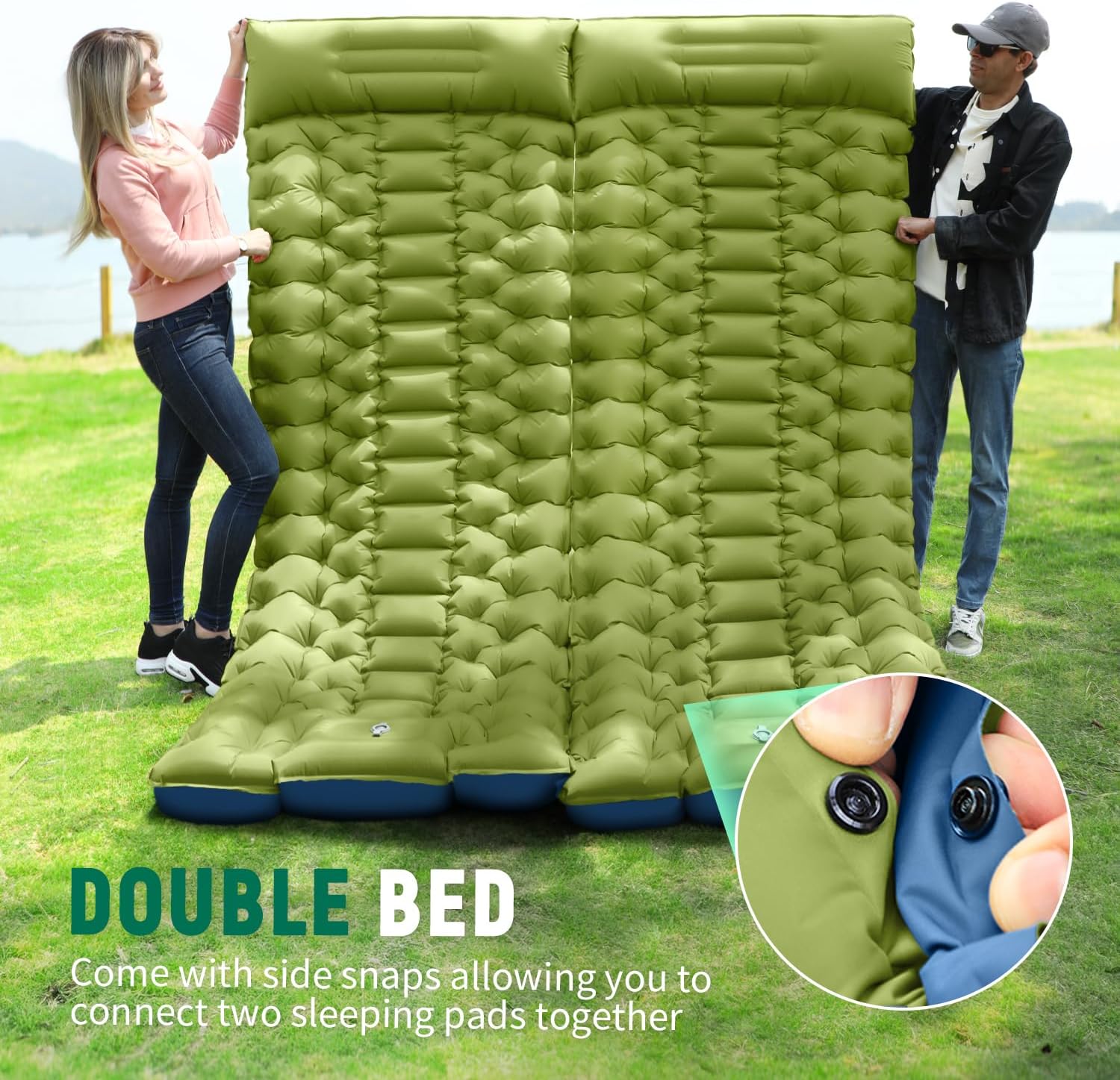 Ultralight Camping Sleeping Pad with Built-in Foot Pump – Compact Inflatable Sleeping Mat for Backpacking, Tent Camping, Hiking & Car Travel
