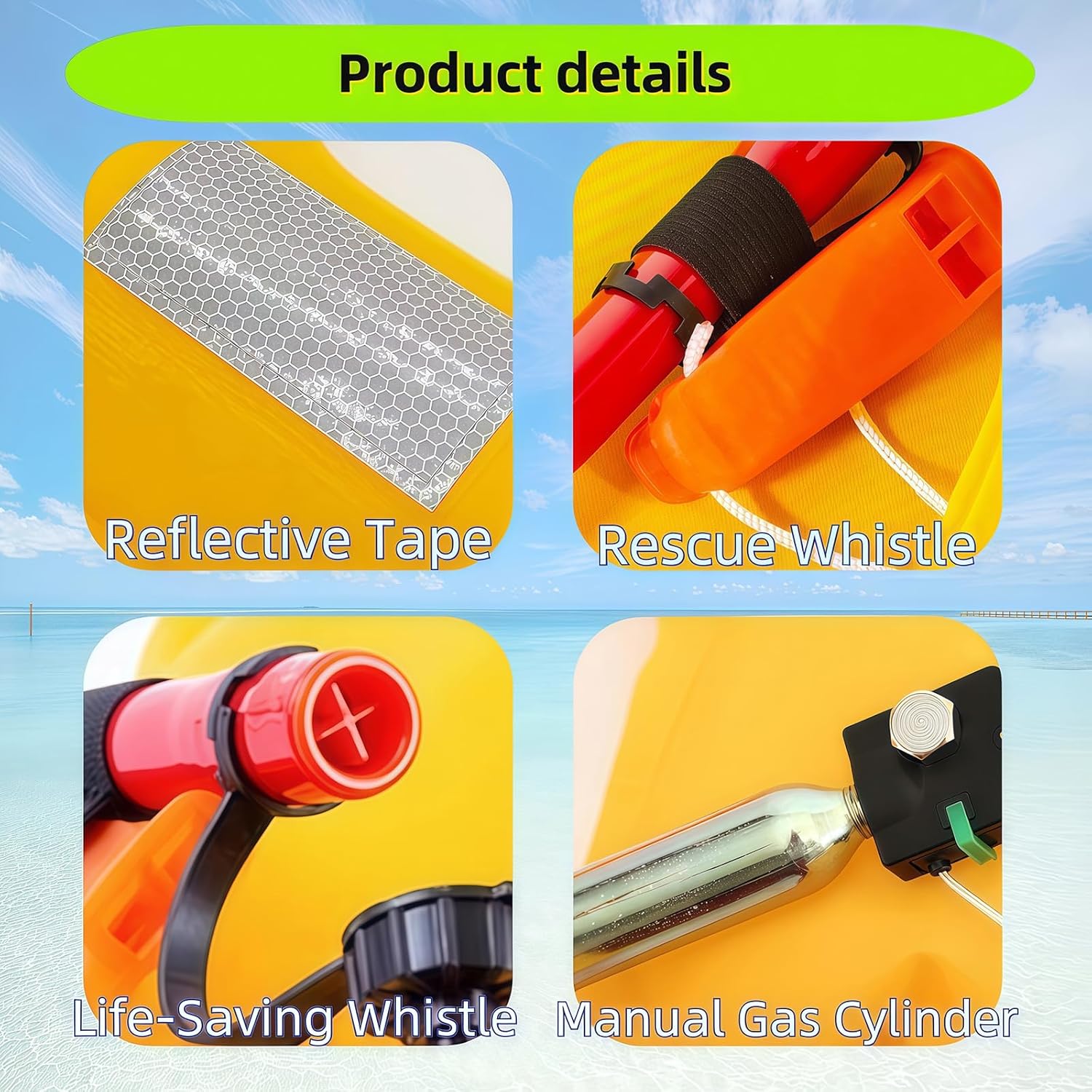 Manual Inflatable Life Belt Pack – Portable Adult Swim Safety Device with Blowpipe & Whistle | Ideal for Swimming, Kayaking, Fishing & Paddleboarding