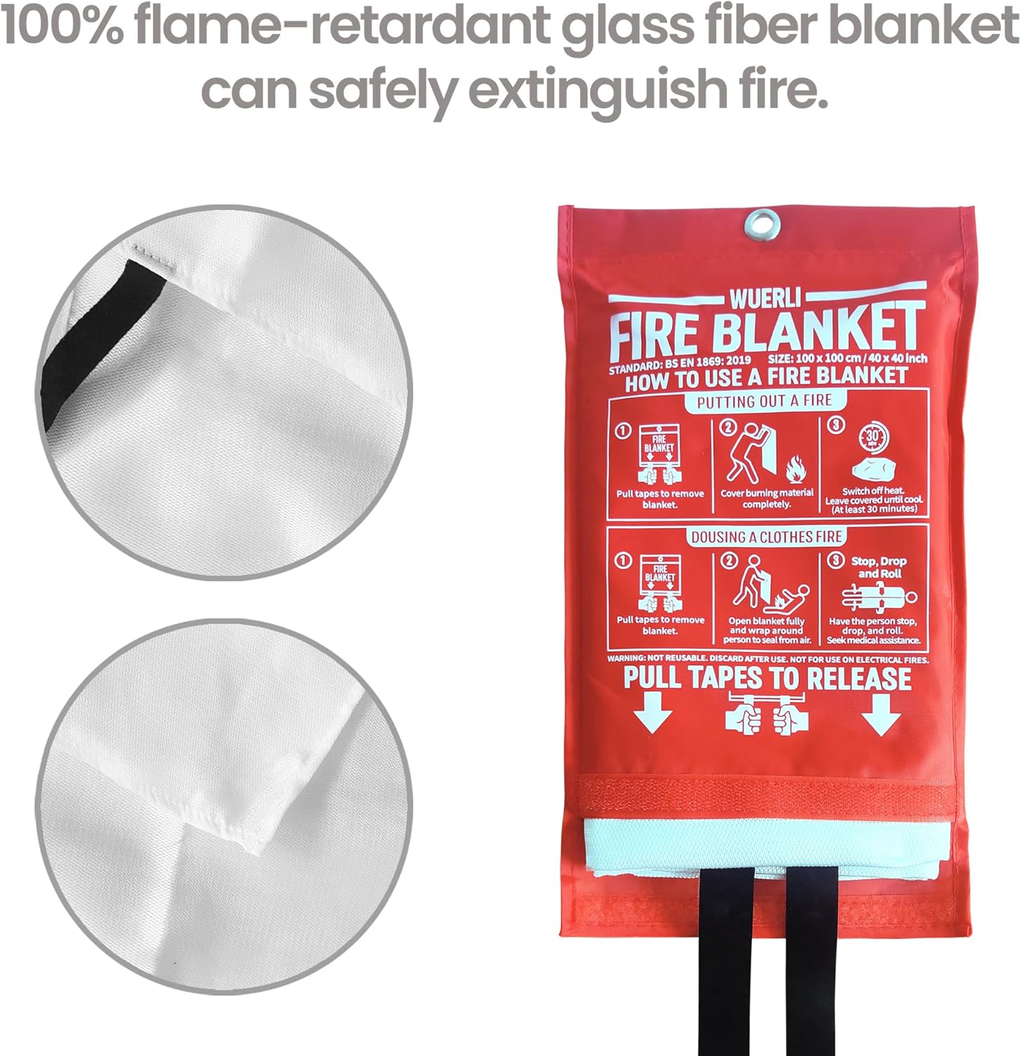 4 Pack Emergency Fire Blanket for Home and Kitchen, 40" x 40"