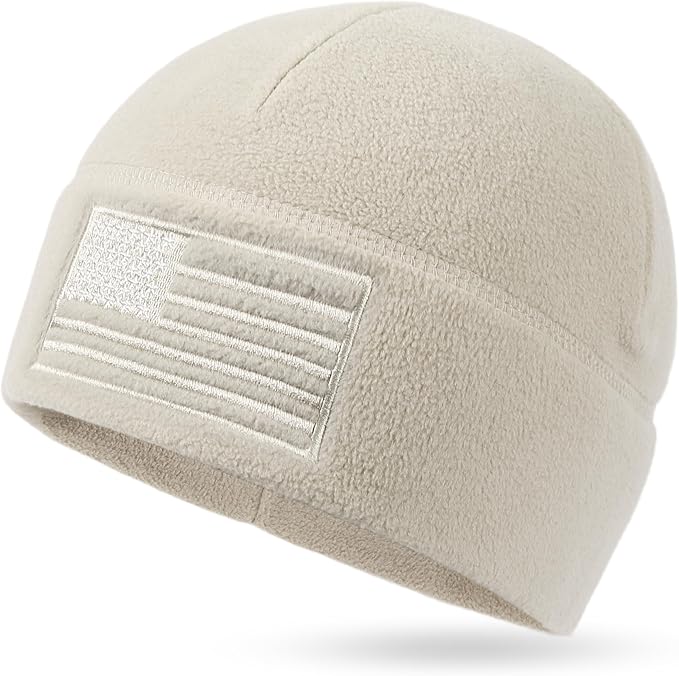 American Flag Fleece Watch Cap – USA Military Tactical Beanie, Multi-Season Warm Winter Hat for Men & Women