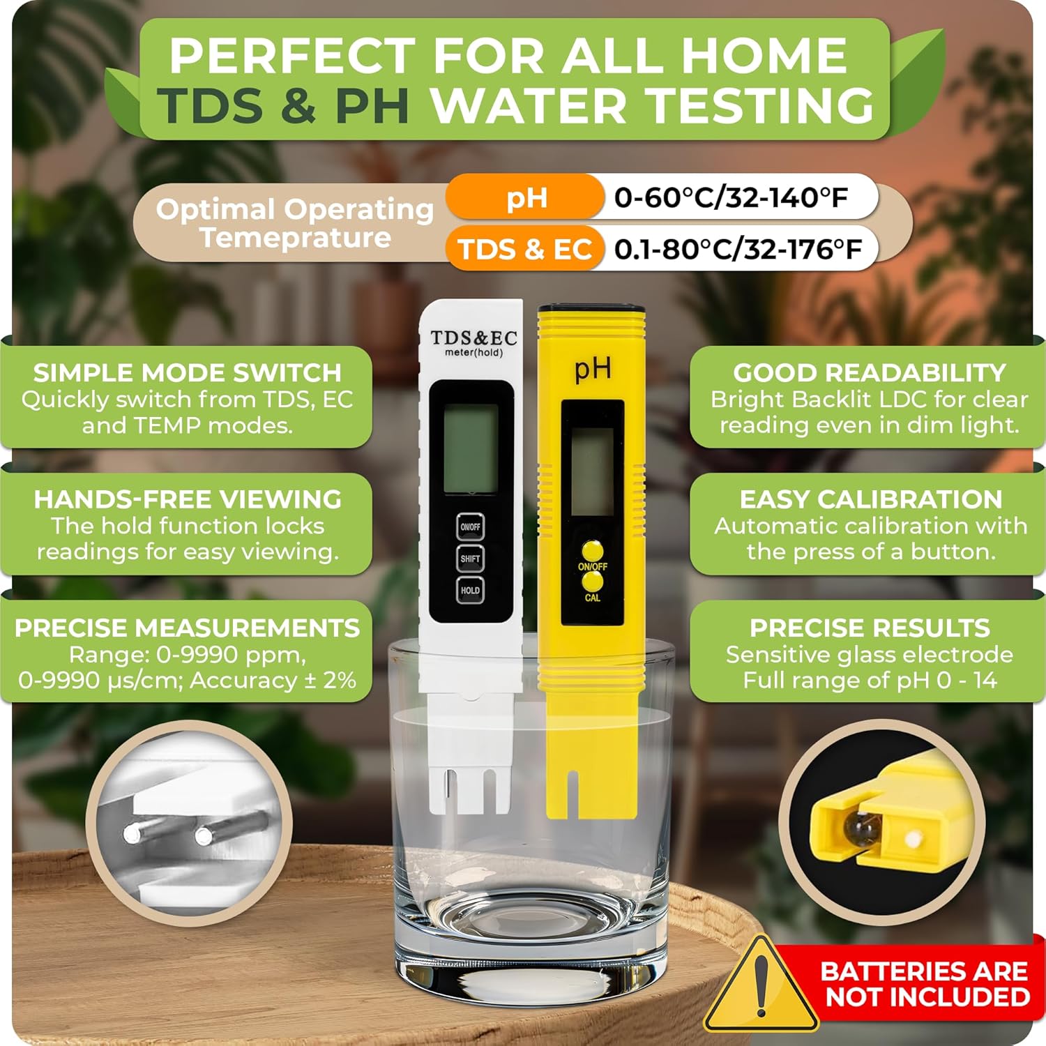 Hydroponic Tower Garden – 30 Plants, Full-Spectrum LED Grow Lights, 3/9/12-Hr Timer, pH+TDS Meters & 10L Tank